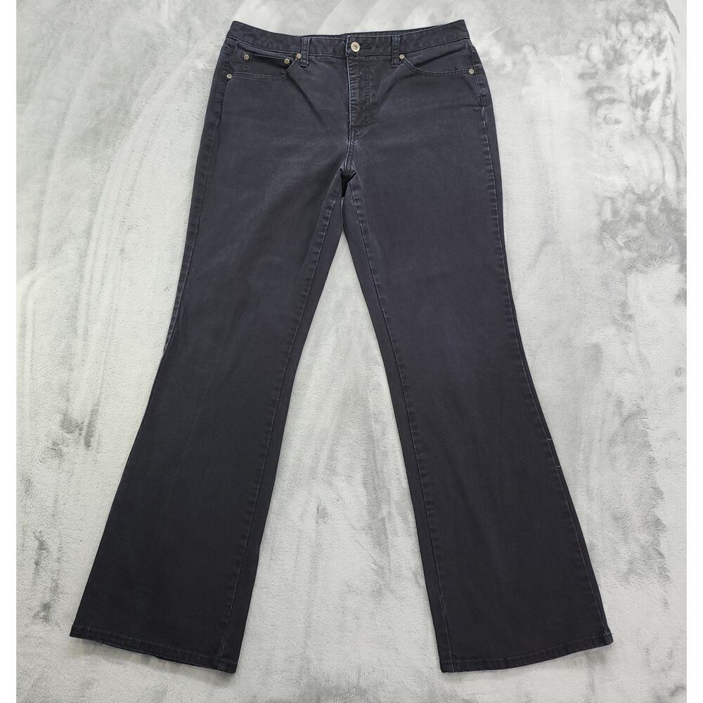 St Johns Bay Jeans Womens Size 10L LONG Black Boot Cut‎ Secretly Slender Stretch